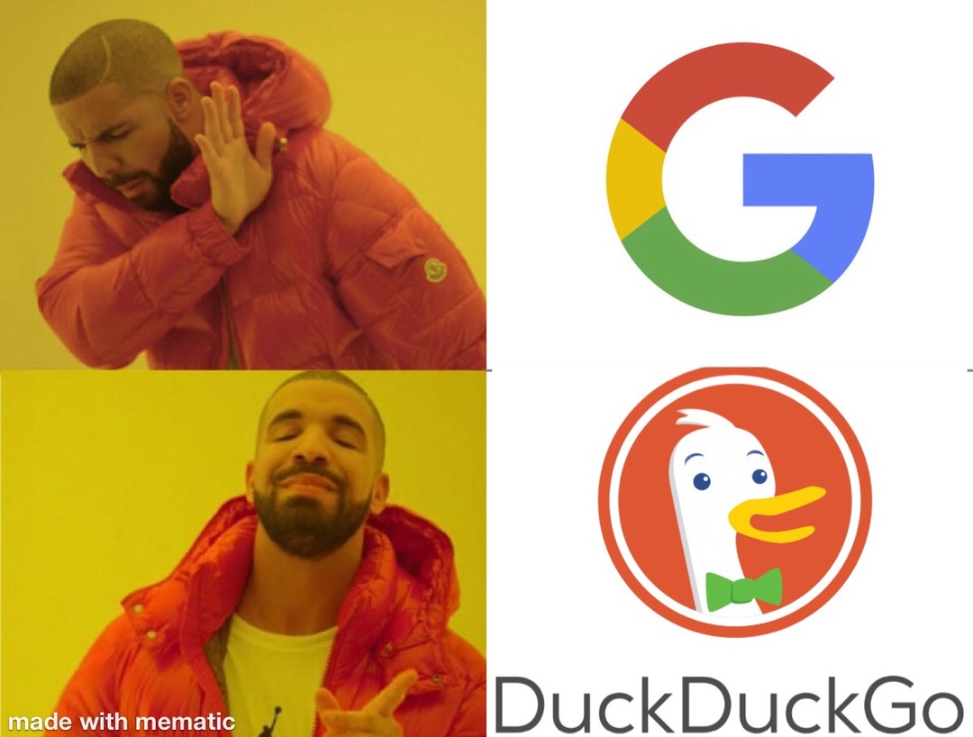 Stop using Google and start using the duck! - meme
