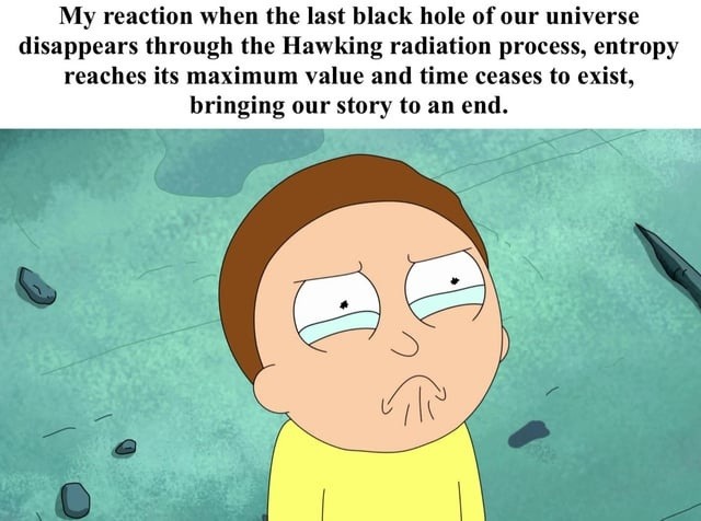 Me when time ends and entropy wins - meme