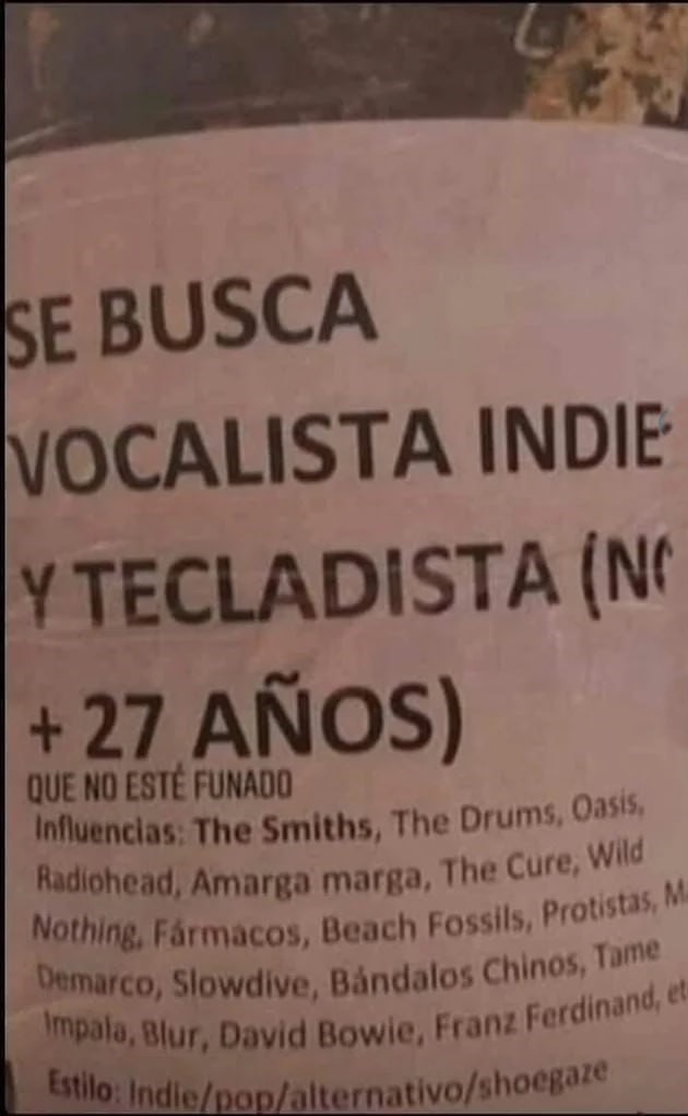 se busca vocalista que noe sté funado - meme