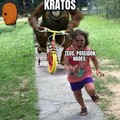 El título está siendo asesinado por kratos