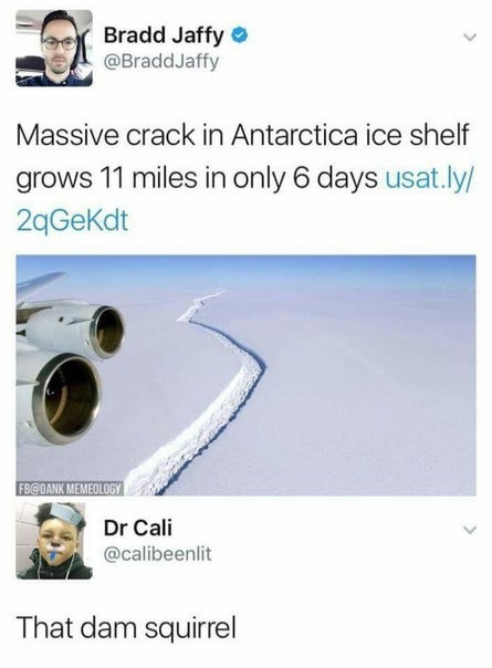 Antarctica ice shelf crack grows fast af - meme