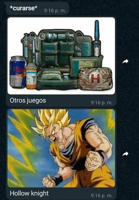 9:16 p.m. en Hollow Knight es sobrevivir con una venda en la frente - meme