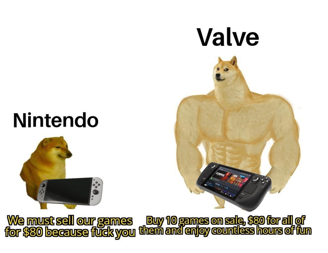 Valve and Nintendo pricing games like it’s a bidding war - meme
