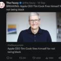 Apple CEO Tim Cook fires himself for not being black