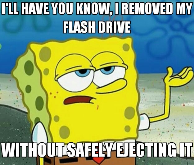 Have you knowed i removed the flash drive without safely ejecting? - meme
