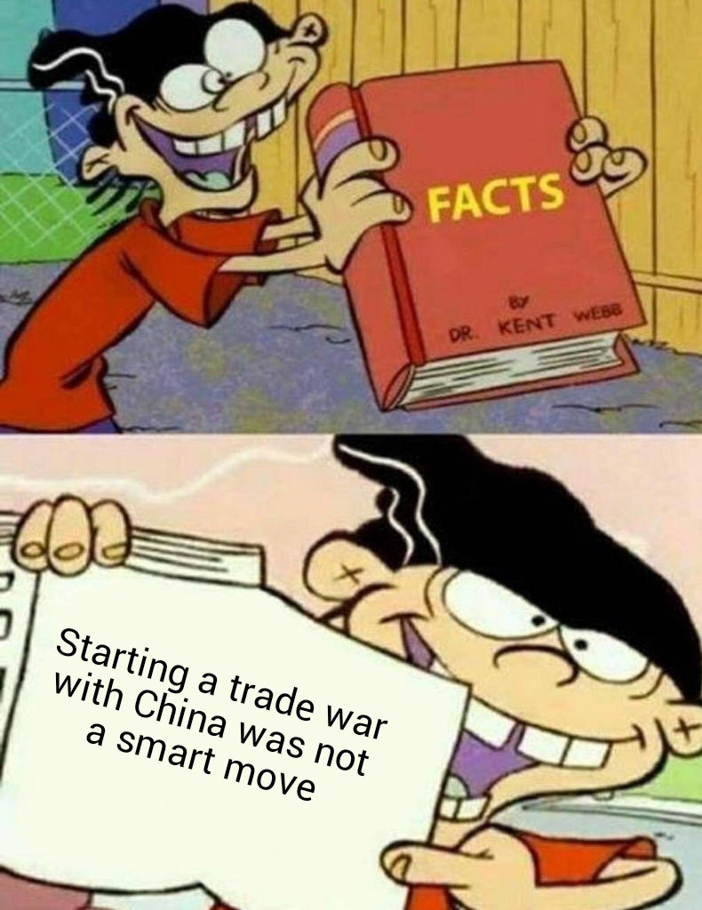 Trade wars are bad kids just stick to drugs - meme