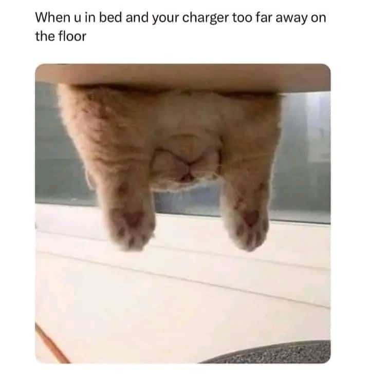 When the charger is far away - meme