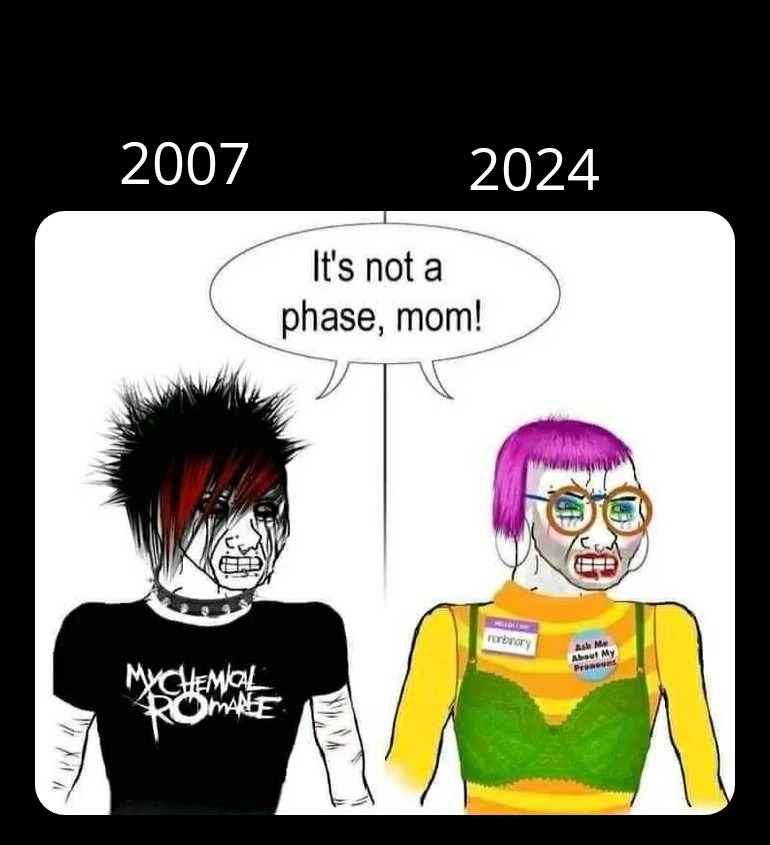 You don't need top or bottom surgeries for Emo kids, but they died in the early 2000's - meme