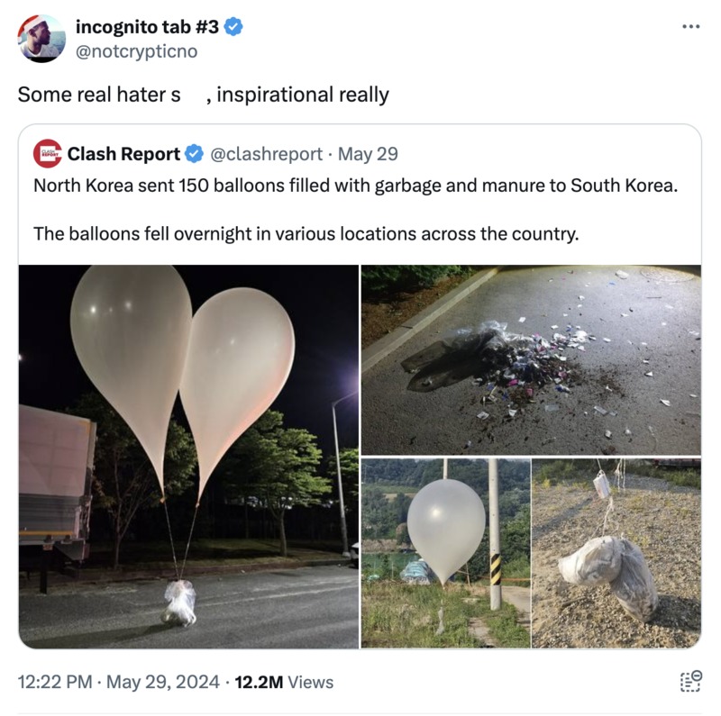North Korea garbage ballons meme