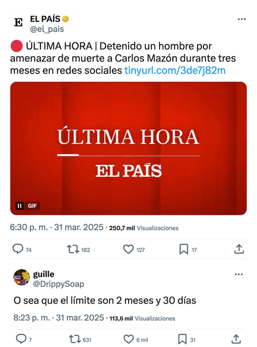 el límite legal de amenazas es 2 meses y 30 días - meme
