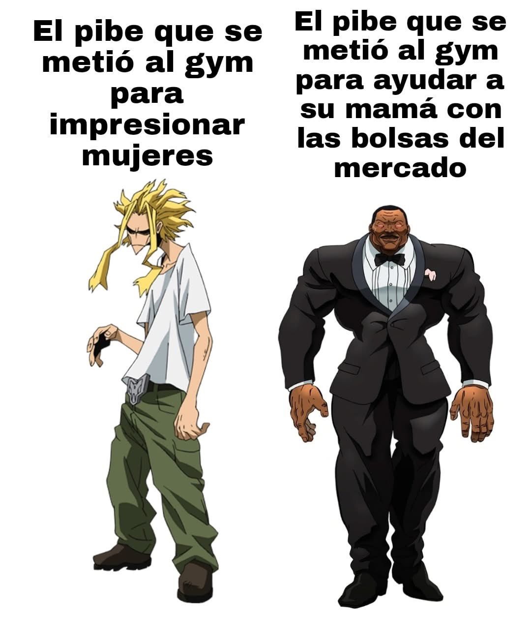 El bro que va al gym por su mamá y el que va por las chavas - meme