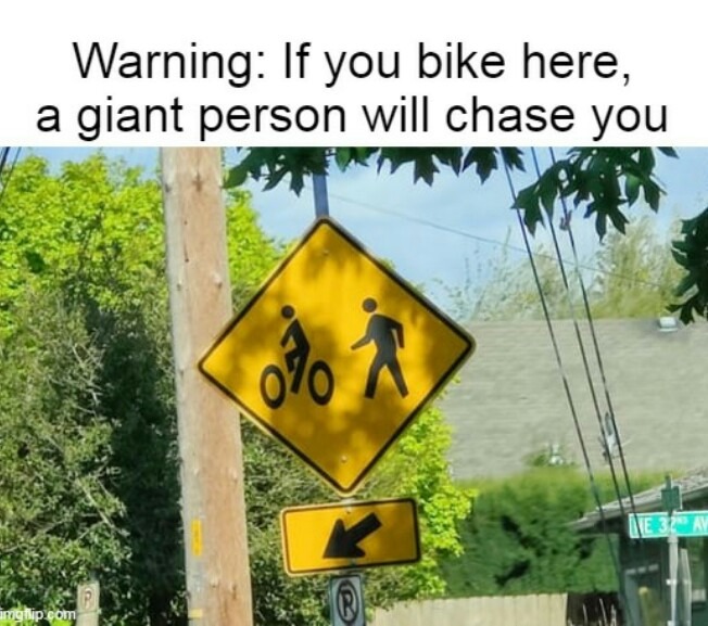 Warning do not bike here - meme
