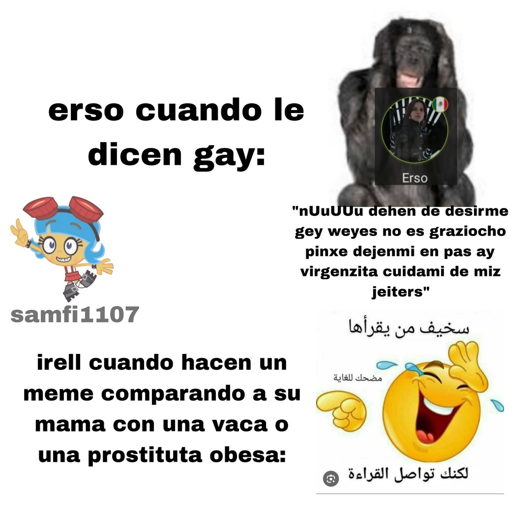 Erso es tam cristalito que va estar inactivo por el hecho de que le dicen gay mientras que irell se rie de los memes donde comparan a su mama con una vaca xddddd :grin: :lol: