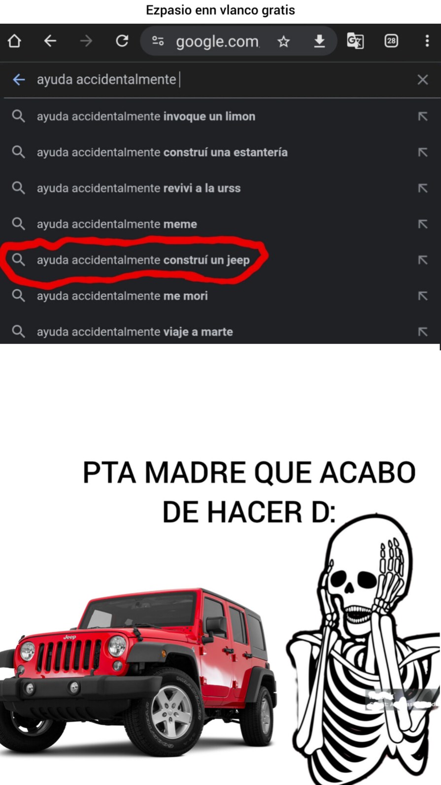 El título se fue el la jeep esa - meme