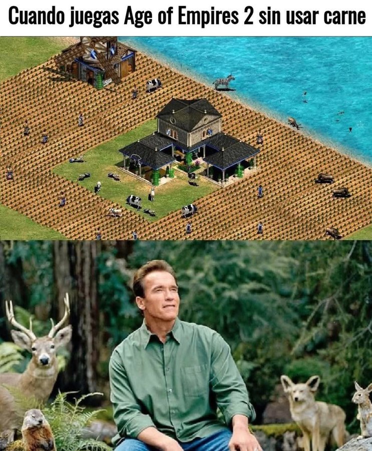 Cuando intentas jugar Age of Empires 2 sin matar animales - meme