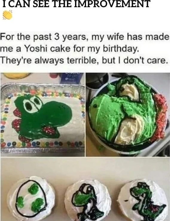 Yoshi cake for his birthday - meme