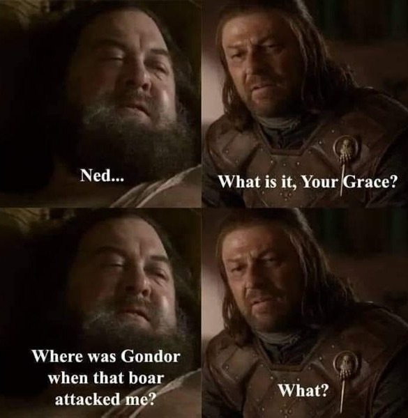 Where was Gondor when the Westfold fell? - meme
