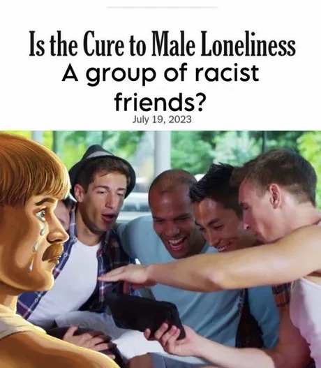The cure to male loneliness? - meme
