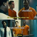 Dark chocolate be like