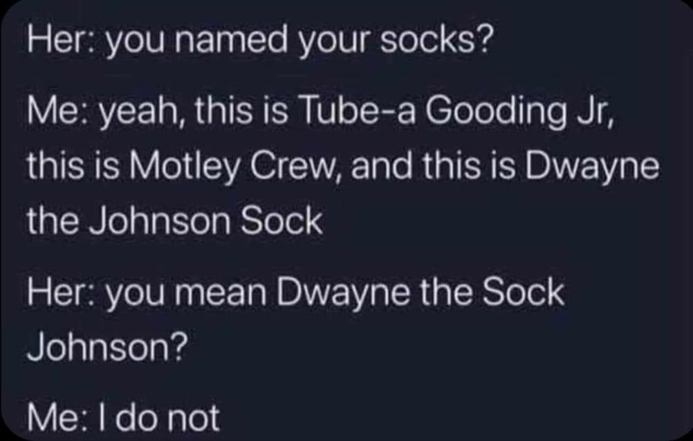 Naming your socks - meme