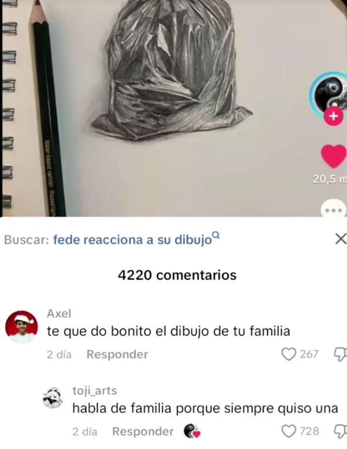 Contexto:En el video hablaban de dibujar a Fede Virgenvani y le hicieron de dibujo una bolsa de basura,y bueno ahí esta la domada - meme