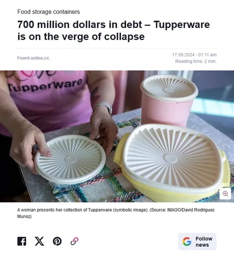 Tupperware is about to collapse - meme
