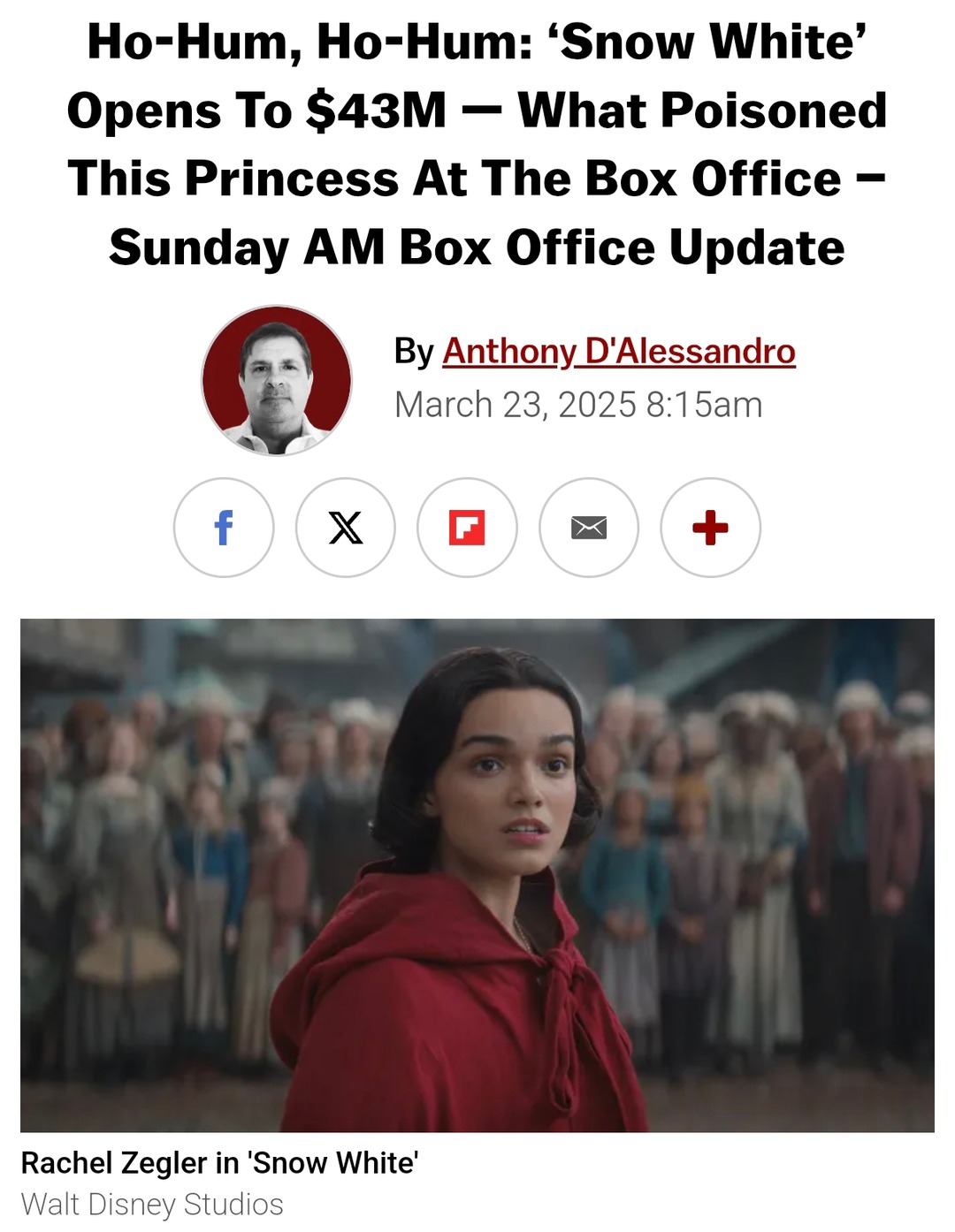 Disney's Snow White opens with a nap and a flop - meme