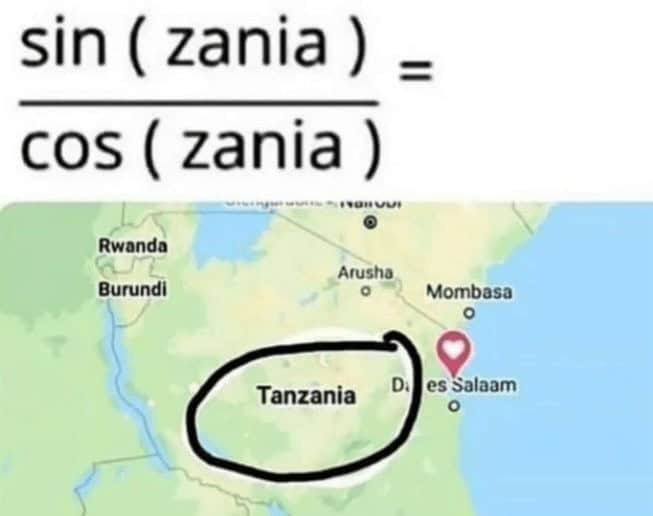 Math teachers explaining sine and cosine like it’s geography - meme