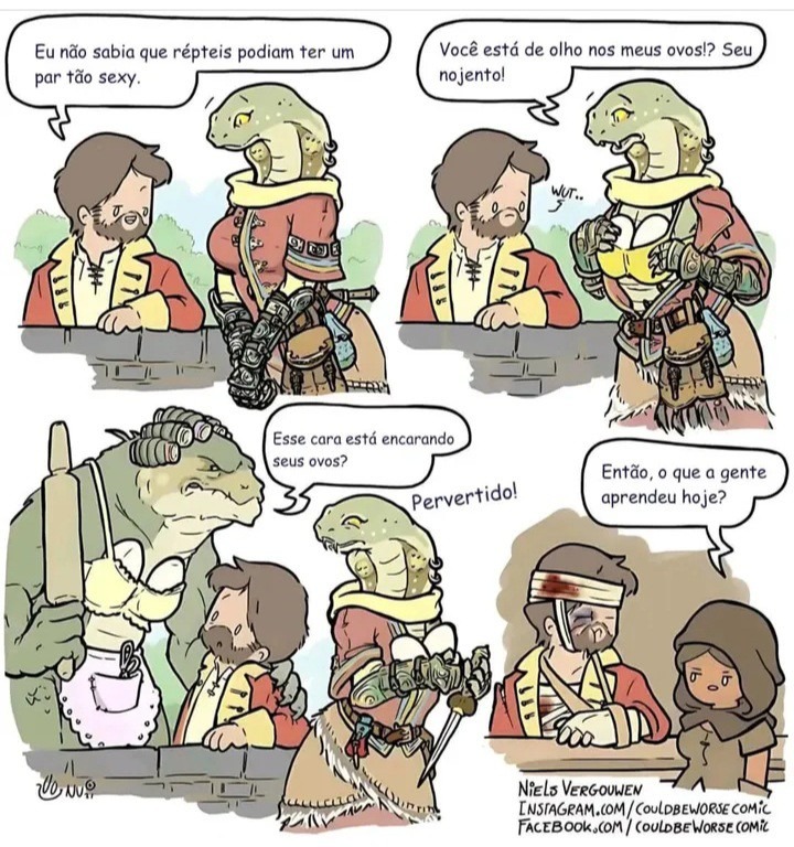 Aprendemos que répteis não tem mamilos - meme