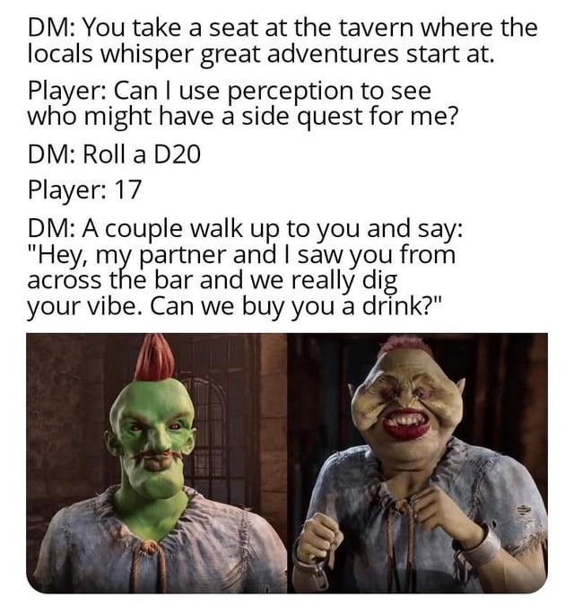 DM: a couple approaches with a side quest... but it’s poly vibes - meme