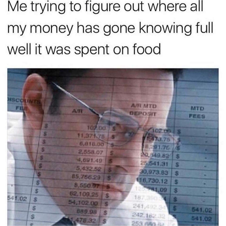 Cooking, baking, and eating are  great - meme