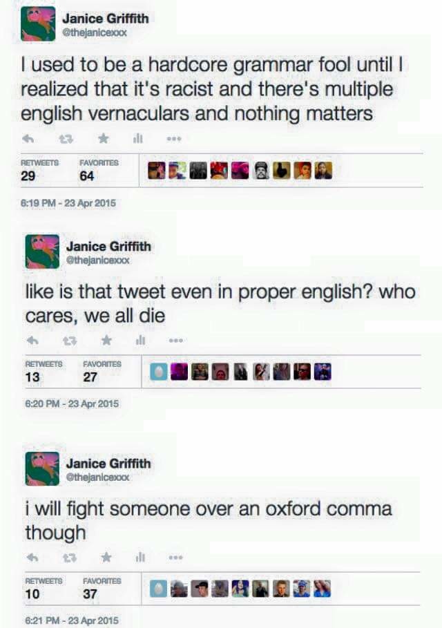 I'd fight a bish over the Oxford Comma - meme