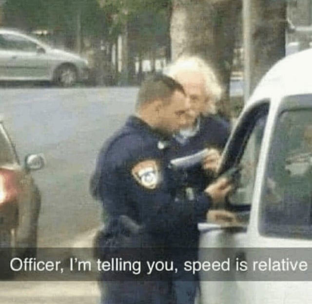 Einstein getting a ticket - meme