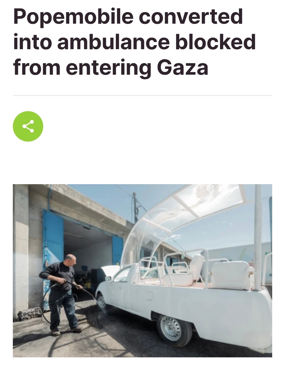 Popemobile ambulance denied entry into Gaza - meme