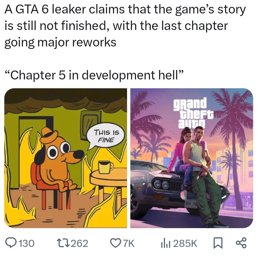 GTA 6 story stuck in development hell - meme