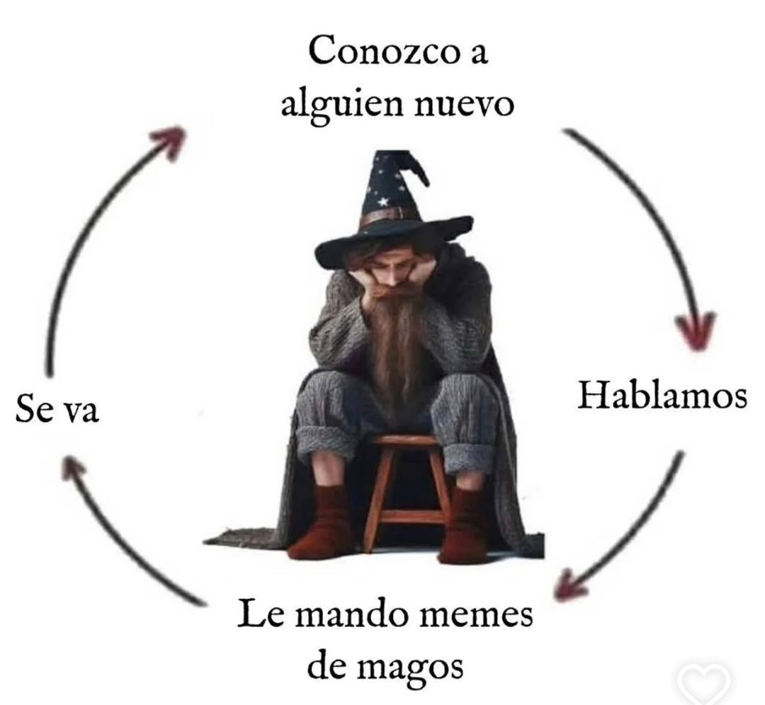 Conozco a alguien, hablamos, se va y yo le mando memes de magos