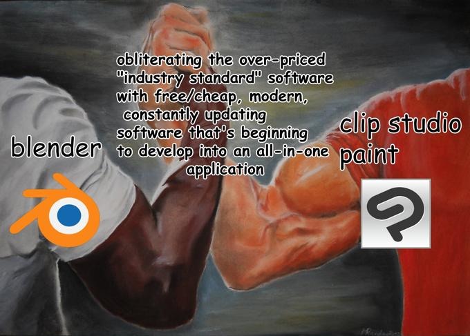 based blender and clip studio paint - meme