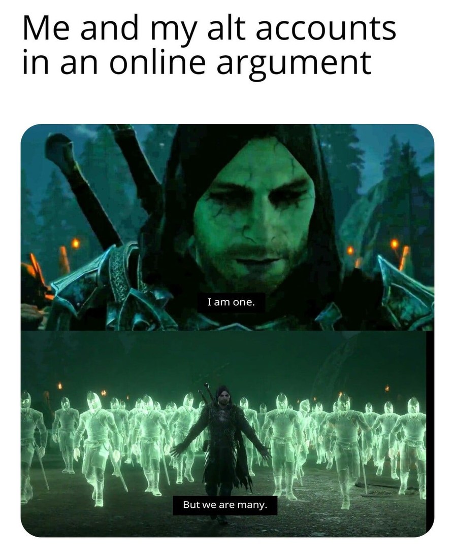 Middle Earth™: SoW meme: Alt Accounts 