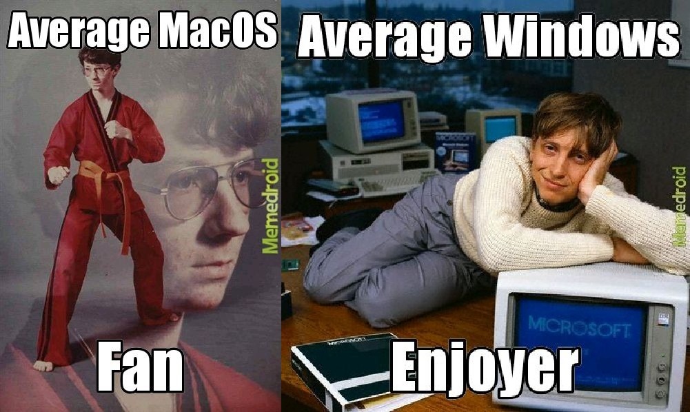 Average macOS fan vs average Windows enjoyer - meme