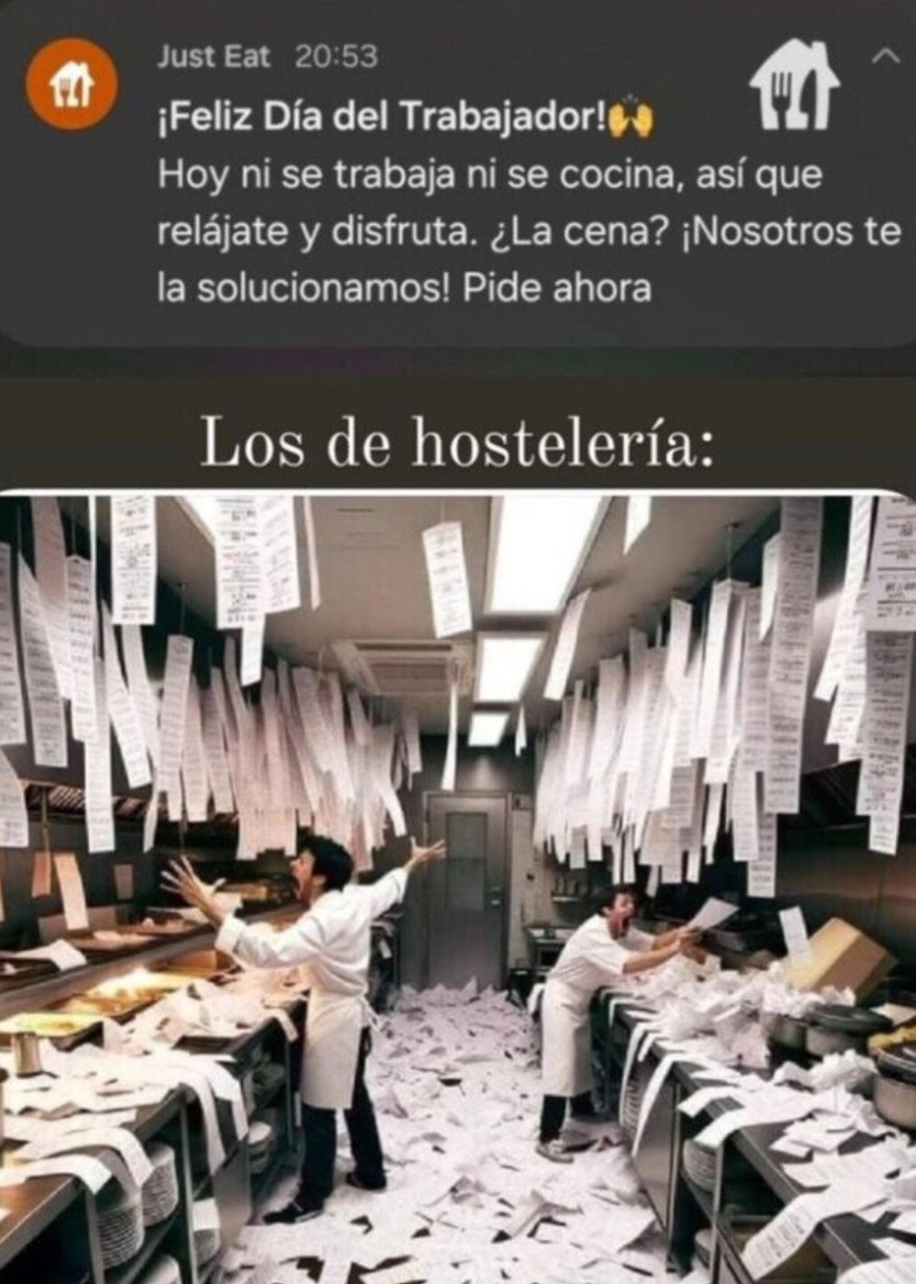 Feliz Día del Trabajador… menos pa' los de hostelería - meme