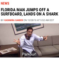 Florida man jumps off a surfboard, lands on a shark