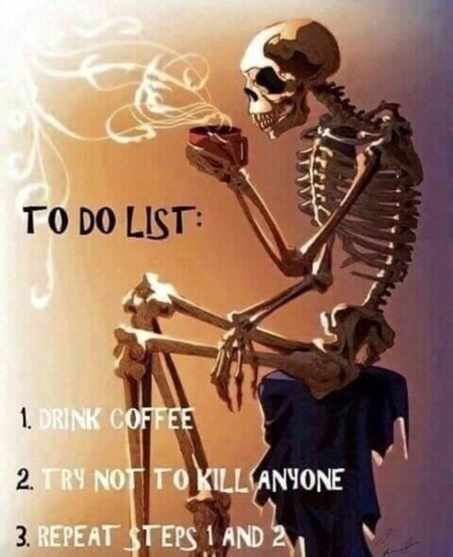 Today's plan: coffee, survive, repeat - meme