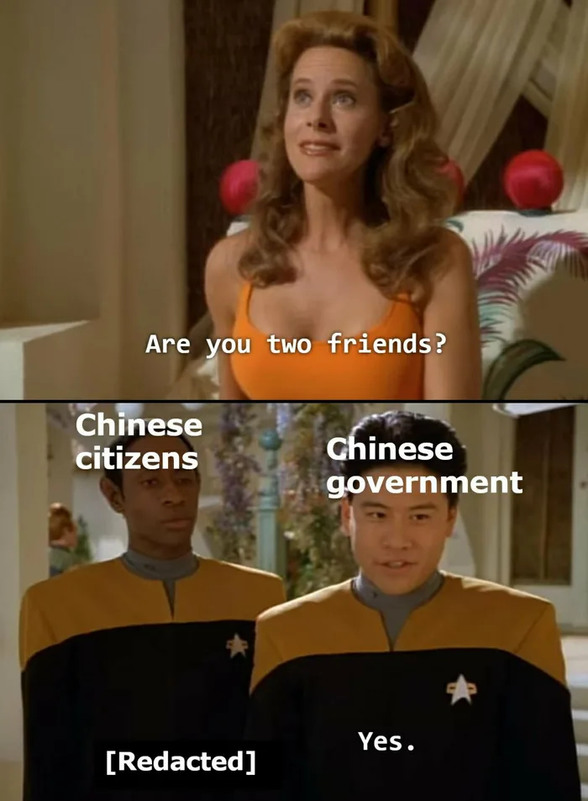 "Well actually we [redacted] and [redacted] [redacted] I really do love China but [redacted] - meme
