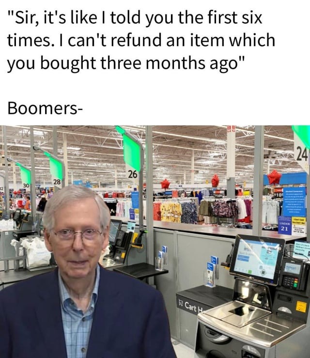 Boomers trying to get a refund - meme