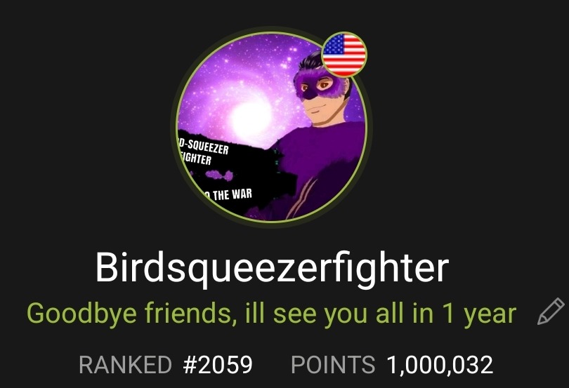 well lads, thats 1m, its been great and ill miss you all - meme