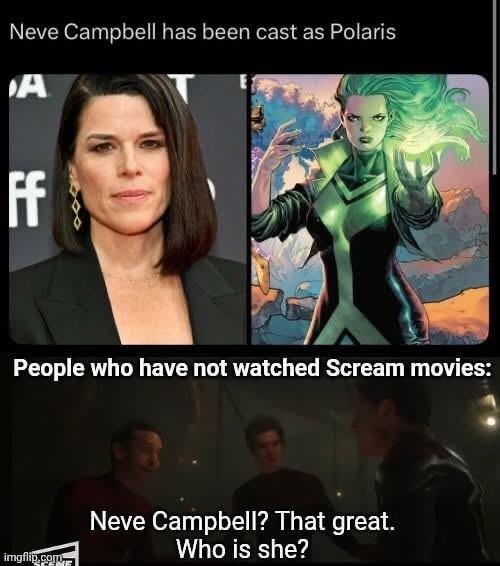 Neve Campbell as Polaris? scream fans vibing, others confused - meme