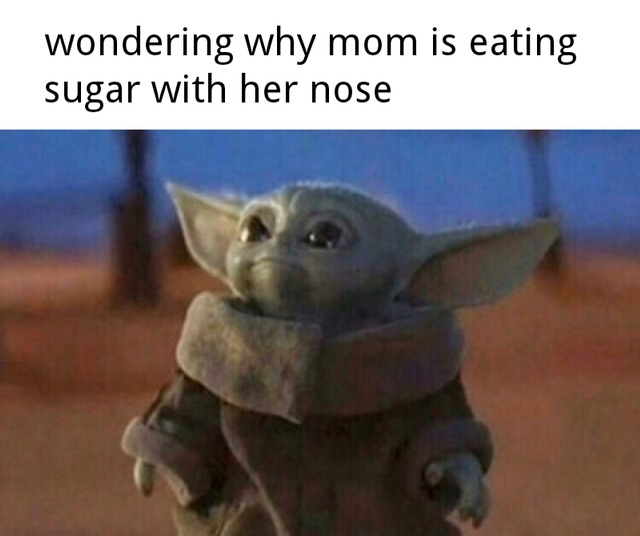 Mon eating sugar with her nose - meme