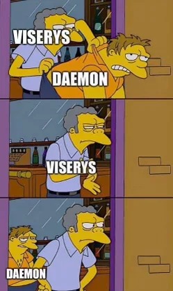 Viserys y Daemon durante toda la Casa del Dragón - meme