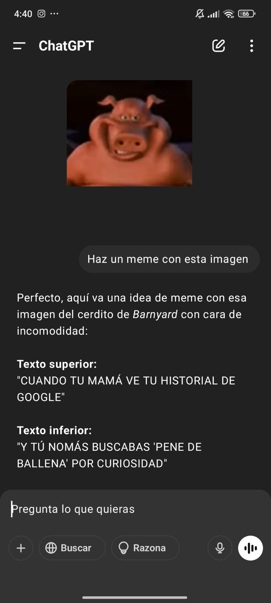 El chatgtp se pasó de memero