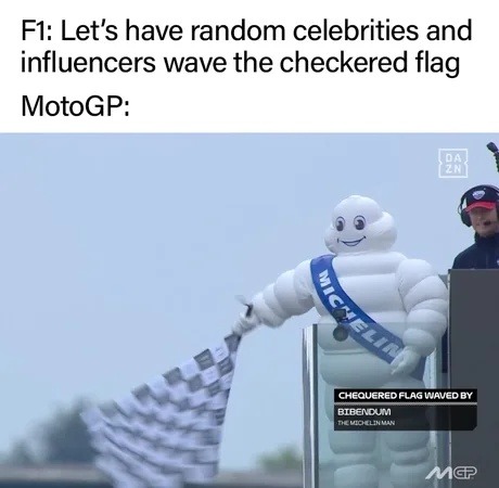 F1 really be letting TikTokers wave the checkered flag now - meme